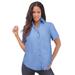 Plus Size Women's Short-Sleeve Kate Big Shirt by Roaman's in French Blue (Size 42 W) Button Down Shirt Blouse
