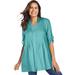 Plus Size Women's Pintucked Tunic Blouse by Woman Within in Azure (Size M)