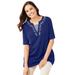 Plus Size Women's 7-Day Embroidered Layered-Look Tunic by Woman Within in Evening Blue Flower Embroidery (Size 34/36)