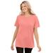 Plus Size Women's Thermal Short-Sleeve Satin-Trim Tee by Woman Within in Sweet Coral (Size 2X) Shirt