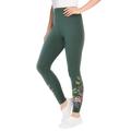 Plus Size Women's Stretch Cotton Embroidered Legging by Woman Within in Pine Floral Embroidery (Size 18/20)