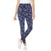 Plus Size Women's Stretch Cotton Printed Legging by Woman Within in Navy Batik Floral (Size 5X)