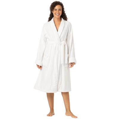 Plus Size Women's Short Terry Robe by Dreams & Co. in White (Size 6X)