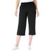 Plus Size Women's Elastic-Waist Knit Capri Pant by Woman Within in Black (Size M)