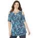 Plus Size Women's Tropical Wish Open-Shoulder Tee by Catherines in Paisley (Size 0X)