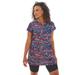 Plus Size Women's Longer Length Short-Sleeve Swim Tunic by Swim 365 in Party Multi (Size 20)