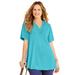 Plus Size Women's Crochet Swing Tunic by Catherines in Aqua Blue (Size 1X)