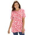 Plus Size Women's Perfect Printed Short-Sleeve Crewneck Tee by Woman Within in Sweet Coral Butterfly Ditsy (Size 3X) Shirt