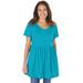 Plus Size Women's Short-Sleeve Empire Waist Tunic by Woman Within in Pretty Turquoise (Size 18/20)