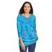 Plus Size Women's Perfect Printed Three-Quarter Sleeve V-Neck Tee by Woman Within in Pretty Turquoise Paisley (Size 34/36) Shirt