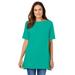 Plus Size Women's Perfect Short-Sleeve Boatneck Tunic by Woman Within in Pretty Jade (Size L)