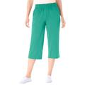 Plus Size Women's Elastic-Waist Knit Capri Pant by Woman Within in Pretty Jade (Size 3X)