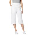 Plus Size Women's Elastic-Waist Knit Capri Pant by Woman Within in White (Size 1X)