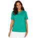 Plus Size Women's Suprema® Embroidered Notch-Neck Tee by Catherines in Aqua Sea (Size 6X)
