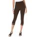 Plus Size Women's Lace-Trim Essential Stretch Capri Legging by Roaman's in Chocolate (Size 42/44)