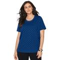 Plus Size Women's Suprema® Embroidered Scoopneck Tee by Catherines in Navy (Size 0X)