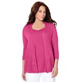 Plus Size Women's Embroidered Lace Cardigan by Catherines in Tango Pink (Size 4X)