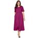 Plus Size Women's Button-Front Essential Dress by Woman Within in Raspberry (Size 7X)