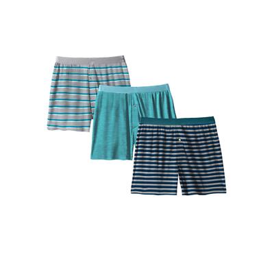 Men's Big & Tall Cotton Boxers 3-Pack by KingSize in Light Teal Assorted Pack (Size 9XL)