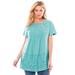 Plus Size Women's Embroidered Eyelet Pintucked Tunic by Woman Within in Azure (Size 6X)