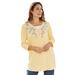 Plus Size Women's 7-Day Layered-Look Embroidered Henley Tunic by Woman Within in Banana Flower Embroidery (Size 4X)