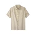 Men's Big & Tall Short-Sleeve Linen Shirt by KingSize in Stone (Size 7XL)