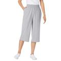 Plus Size Women's Elastic-Waist Knit Capri Pant by Woman Within in Heather Grey (Size 5X)
