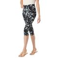 Plus Size Women's Stretch Cotton Printed Capri Legging by Woman Within in Black White Tie Dye (Size 3X)