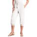 Plus Size Women's Drawstring Soft Knit Capri Pant by Roaman's in White (Size 3X)