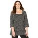 Plus Size Women's Ultra-Soft Square-Neck Tee by Catherines in Black Tossed Confetti (Size 2X)