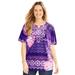 Plus Size Women's Ethereal Tee by Catherines in Deep Grape Tropical (Size 1X)