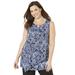 Plus Size Women's Monterey Mesh Tank by Catherines in Dark Sapphire Allover Palms (Size 1X)