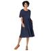 Plus Size Women's Empire Waist Tee Dress by Woman Within in Navy (Size 42/44)
