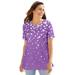 Plus Size Women's Graphic Tee by Woman Within in Pretty Violet Falling Hearts (Size 30/32) Shirt