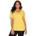 Plus Size Women's Suprema® Crochet V-Neck Tee by Catherines in Canary (Size 3X)