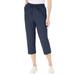 Plus Size Women's Seersucker Capri Pant by Woman Within in Navy (Size 36 W)