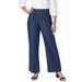 Plus Size Women's Chambray Wide Leg Pant by Jessica London in Indigo (Size 14 W)