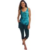 Plus Size Women's Longer-Length Scoop Neck Tankini Top by Swim 365 in Multi Sunburst (Size 28)