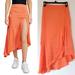 Free People Skirts | Free People Lola Asymmetrical Slit Skirt In Hot Orange 0. | Color: Orange | Size: 0