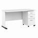 Bush Business Furniture Studio A 60W Computer Desk with 3 Drawer Mobile File Cabinet in White - Bush Business Furniture STA002WHSU