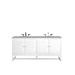 "Athens 72"" Double Vanity Cabinet - Glossy White - With 3 CM Eternal Serena Top - James Martin E645-V72-GW-3ESR"