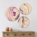 East Urban Home Designart 'Billowing Smoke Purple' Abstract Wood Wall Art Set Of 3 Circles Wood in Brown/Indigo | 34 H x 44 W x 1 D in | Wayfair