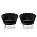 Lounge Chair - Everly Quinn Lounge Chairs w/ Gold Legs Velvet/Fabric in Black | 29 H x 32.5 W x 31.5 D in | Wayfair