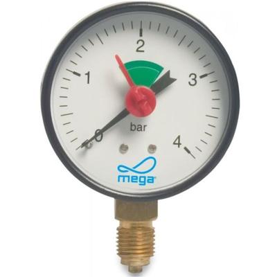 MEGA Druckmanometer Heizung 1/4 Zoll Anschluss nach unten Radial Ø 63 mm Image