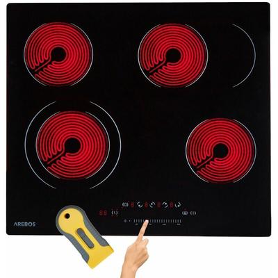 Arebos - Glaskeramikkochfeld 6600 w 4 Kochfelder 59 cm autark inkl. Dual-Kochzone und Brterzone Image