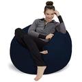 Sofa Sack L-Das Neue Komforterlebnis Sitzsack mit Memory Schaumstoff Füllung-Ideal zum Relaxen im Wohnzimmer oder Kinderzimmer-Samtig weicher Velour Bezug in Dunkelblau
