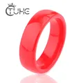 Bague en céramique rouge lisse de 6mm pour femmes anneau de mariage en céramique de Style Simple