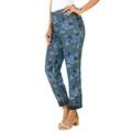 Plus Size Women's Reversible Straight-Leg Jean by Denim 24/7 in Blue Blooming Rose (Size 18 W)