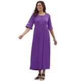 Plus Size Women's Crochet Trim Empire Knit Dress by Woman Within in Purple Orchid (Size L)