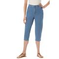 Plus Size Women's Perfect 5-Pocket Relaxed Capri With Back Elastic by Woman Within in Light Stonewash (Size 12 W)